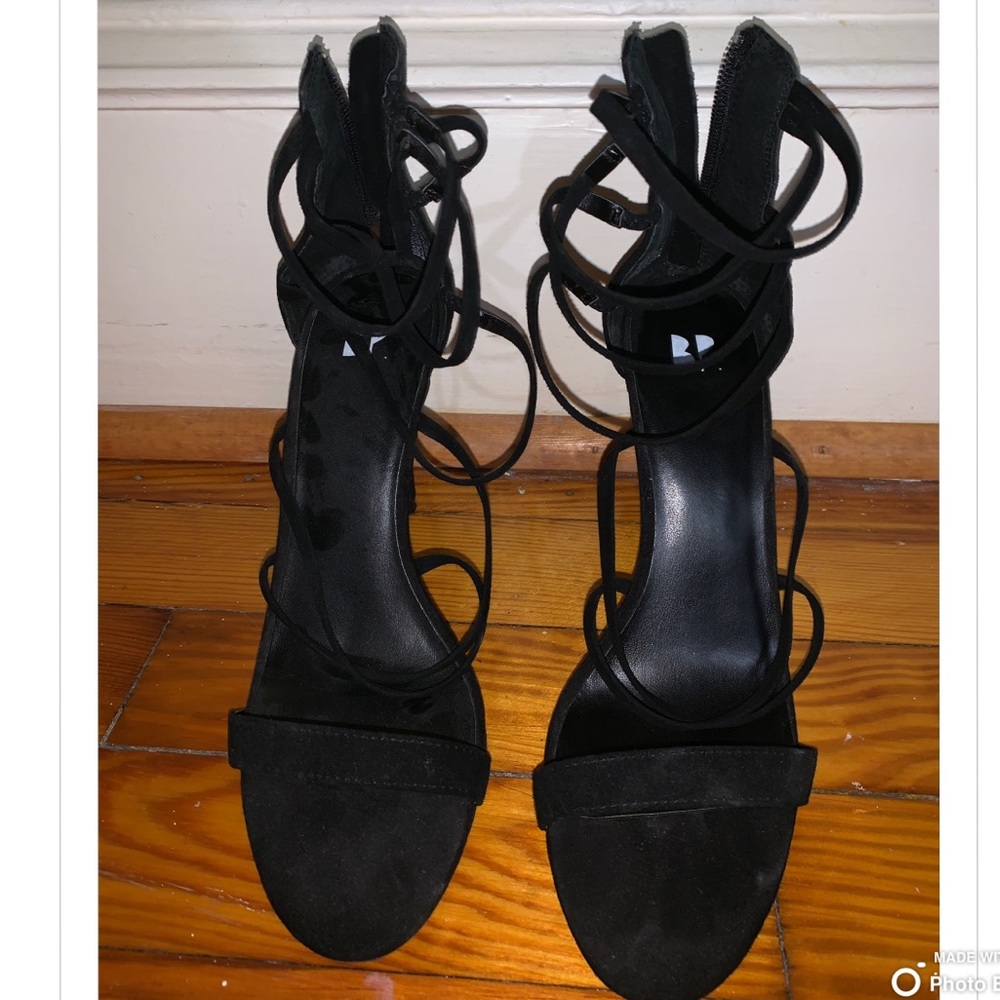 Black strappy heels